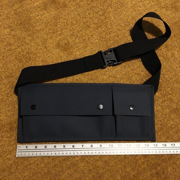 Rains crossbody utility pack / fanny pack in blue with black straps. - Picture 5 of 6